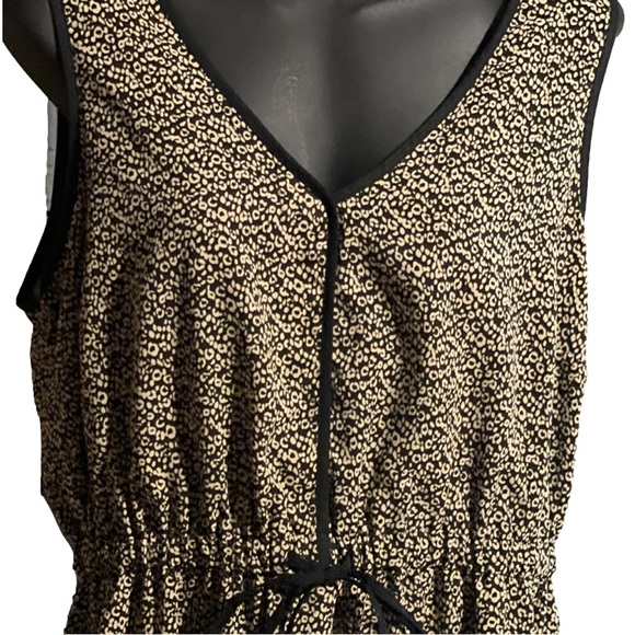 Size 12 A.N.A. black & tan graphic print sleeveless lined Bohemian dress - Picture 9 of 14